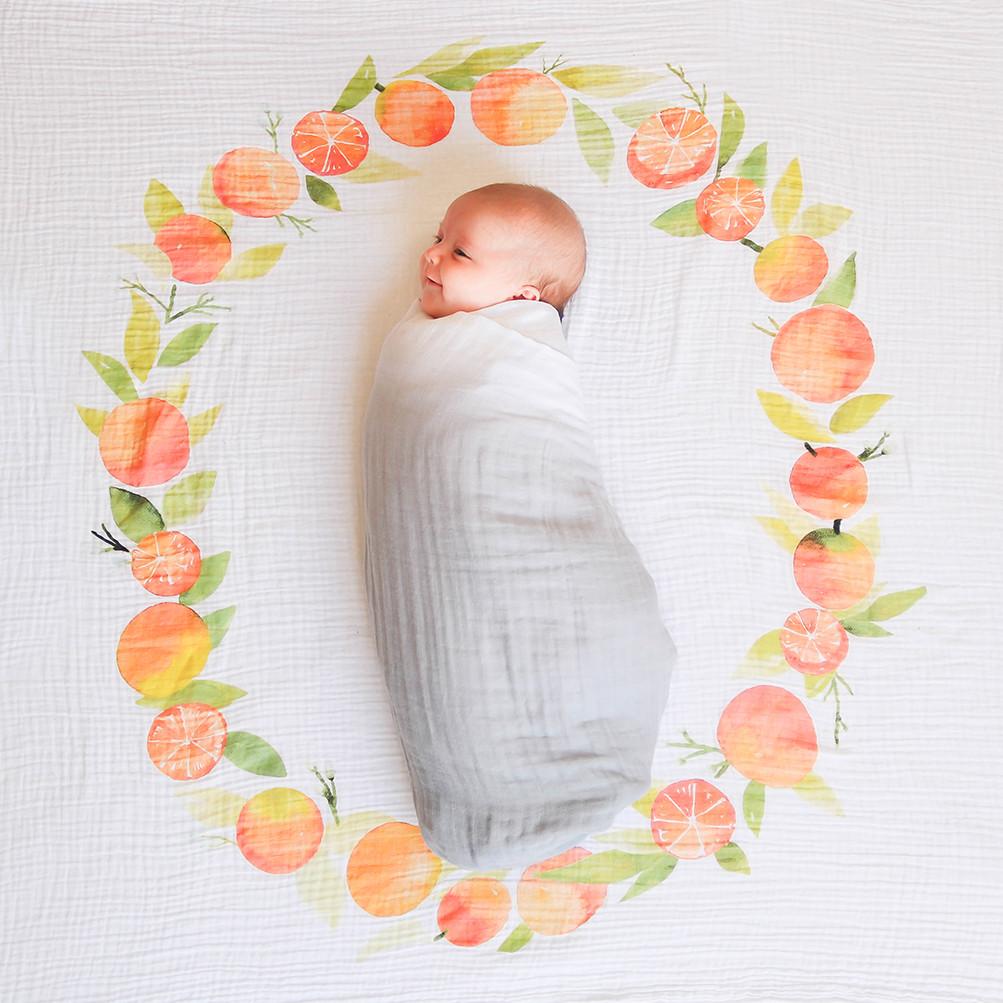 Orange Blossoms - Organic Swaddle Blanket